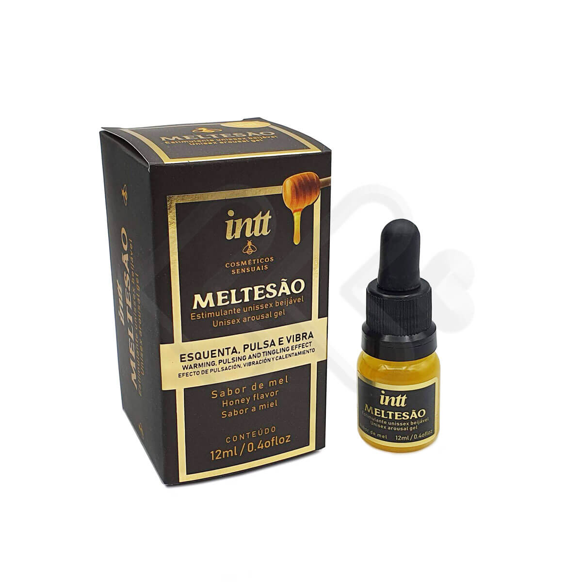 Gel Estimulante Unissex Beijável com Sabor de Mel, Aquecimento, Vibração e Pulsação - Intt Meltesão | 12 ml - 2