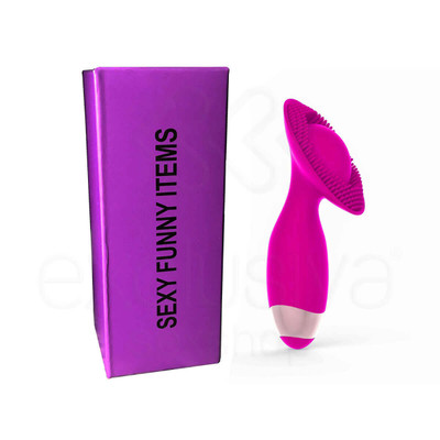 Foto 3 do produto Escova Estimuladora de Clitóris em Silicone com Cerdas Massageadoras e 10 Modos de Vibração - Intt Sexy Funny Items - 14,5 x 3,5 cm | Cor: Rosa