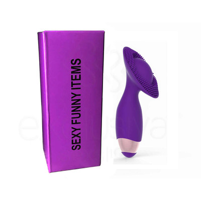Foto 3 do produto Escova Estimuladora de Clitóris em Silicone com Cerdas Massageadoras e 10 Modos de Vibração - Intt Sexy Funny Items - 14,5 x 3,5 cm | Cor: Roxo
