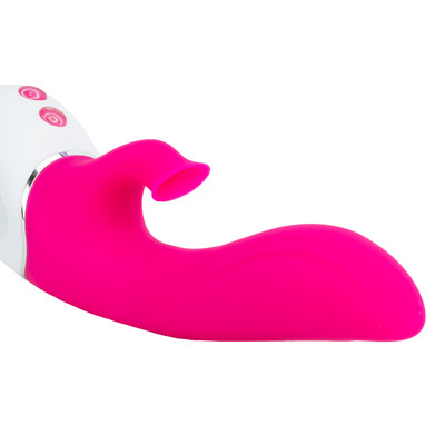Foto 4 do produto Vibrador de Ponto G com Sugador de Clitóris e Mamilos em Silicone com 9 Modos de Vibração - Intt Toys Tornado - 13 x 3,5 cm