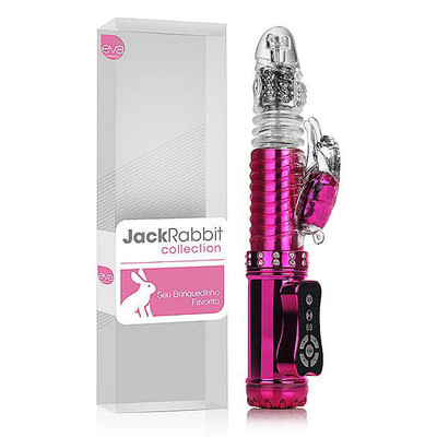 Foto 1 do produto Jack Rabbit Collection - Vibrador com Múltiplas Variedades de Vibração e Rotação, Estimulador Clitoriano e Movimentos de Vai e Vem - 26 x 3,2 cm | Cor: Rosa Cromado