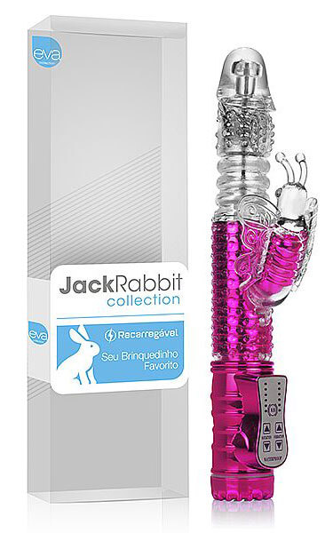 Jack Rabbit Collection - Vibrador Estimulador Clitoriano Recarregável com Movimentos de Vai e Vem, Múltiplas Variedades de Vibração e Rotação - 26 x 3,2 cm | Cor: Rosa Cromado - 1