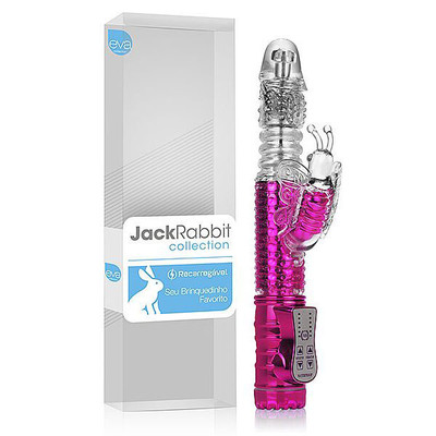 Foto 1 do produto Jack Rabbit Collection - Vibrador Estimulador Clitoriano Recarregável com Movimentos de Vai e Vem, Múltiplas Variedades de Vibração e Rotação - 26 x 3,2 cm | Cor: Rosa Cromado