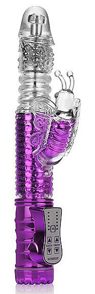 Jack Rabbit Collection - Vibrador Estimulador Clitoriano Recarregável com Movimentos de Vai e Vem, Múltiplas Variedades de Vibração e Rotação - 26 x 3,2 cm | Cor: Roxo Cromado - 2