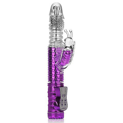 Foto 2 do produto Jack Rabbit Collection - Vibrador Estimulador Clitoriano Recarregável com Movimentos de Vai e Vem, Múltiplas Variedades de Vibração e Rotação - 26 x 3,2 cm | Cor: Roxo Cromado
