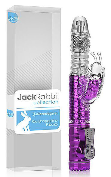 Jack Rabbit Collection - Vibrador Estimulador Clitoriano Recarregável com Movimentos de Vai e Vem, Múltiplas Variedades de Vibração e Rotação - 26 x 3,2 cm | Cor: Roxo Cromado - 1