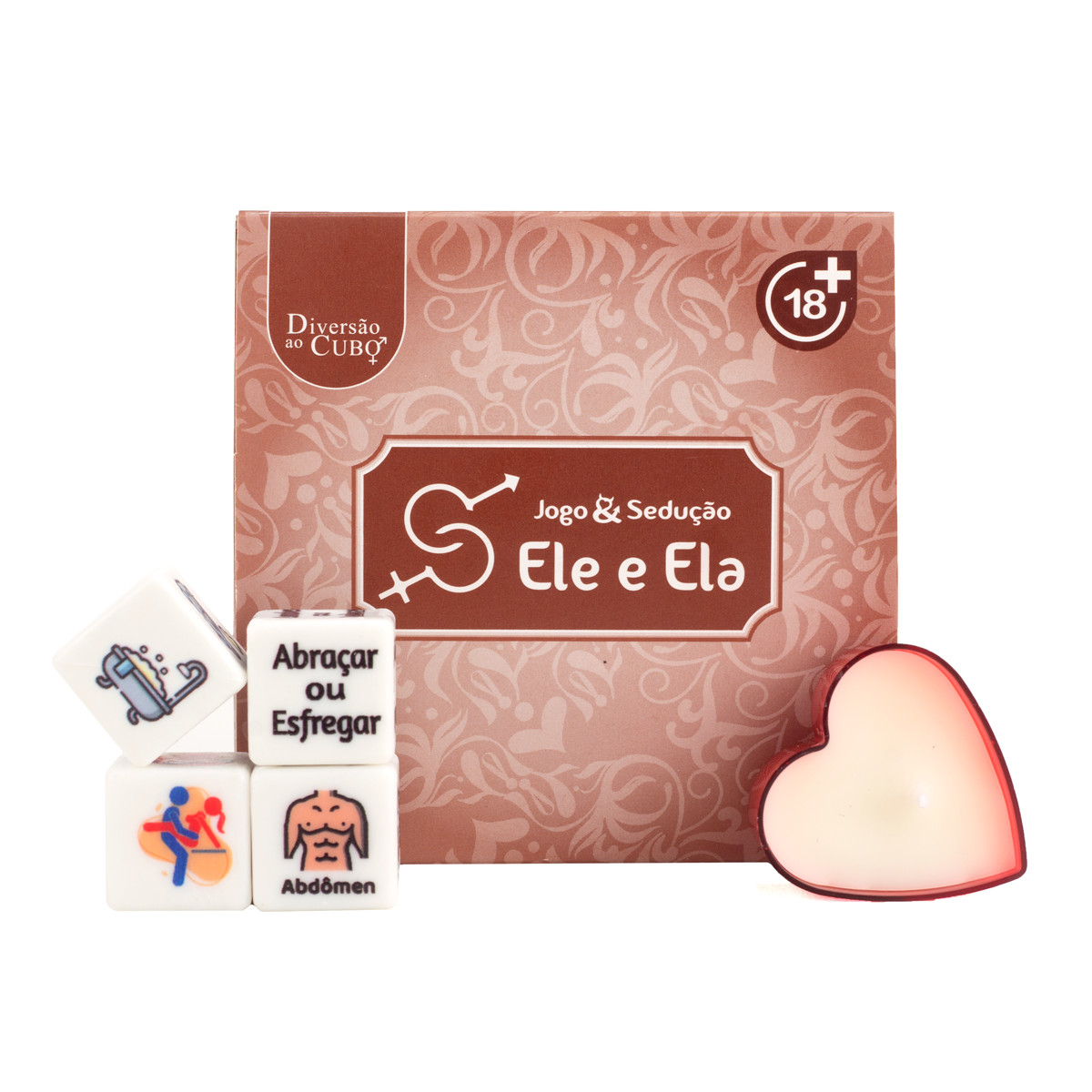 Jogo de Dados com Vela em Formato de Coração - Diversão Ao Cubo Jogo & Sedução Ele e Ela - 4