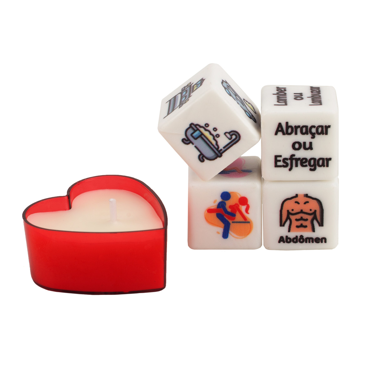 Jogo de Dados com Vela em Formato de Coração - Diversão Ao Cubo Jogo & Sedução Ele e Ela - 2