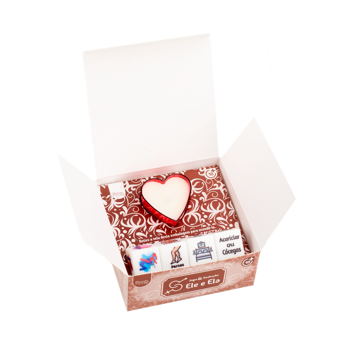 Jogo de Dados com Vela em Formato de Coração - Diversão Ao Cubo Jogo & Sedução Ele e Ela - 3