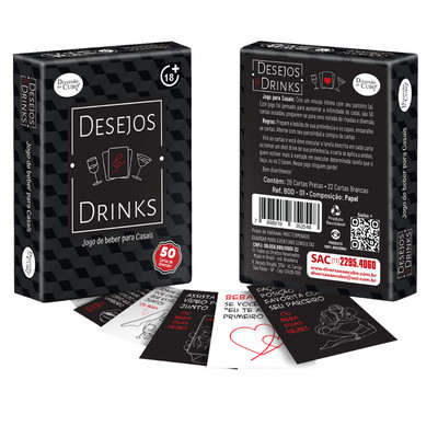 Jogo Desejos & Drinks para Casais - Diversão ao Cubo | Contém 50 Cartas
