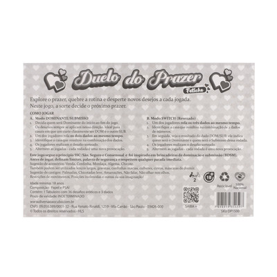 Jogo Duelo do Prazer "Fetiche" - Diversão ao Cubo