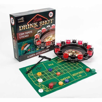 Jogo Roleta Cassino Drink Shot com Tapete e Fichas - Unika Games