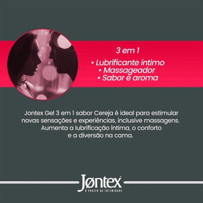 Foto 2 do produto Gel Lubrificante Íntimo Beijável no Sabor de Cereja, à Base D'Água e Pode ser Usado com Preservativo - Jontex Gel | 50g