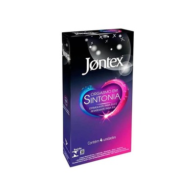 Preservativo Anatômico em Látex com Lubrificante com Retardante Na parte interna e Texturas Externas - Jontex Orgasmo em Sintonia - 4 Preservativos