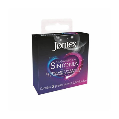Foto 1 do produto Preservativo com Lubrificante, Retardante para o Homem e Estimulante para Mulher - Jontex Orgasmo em Sintonia - 2 Preservativos