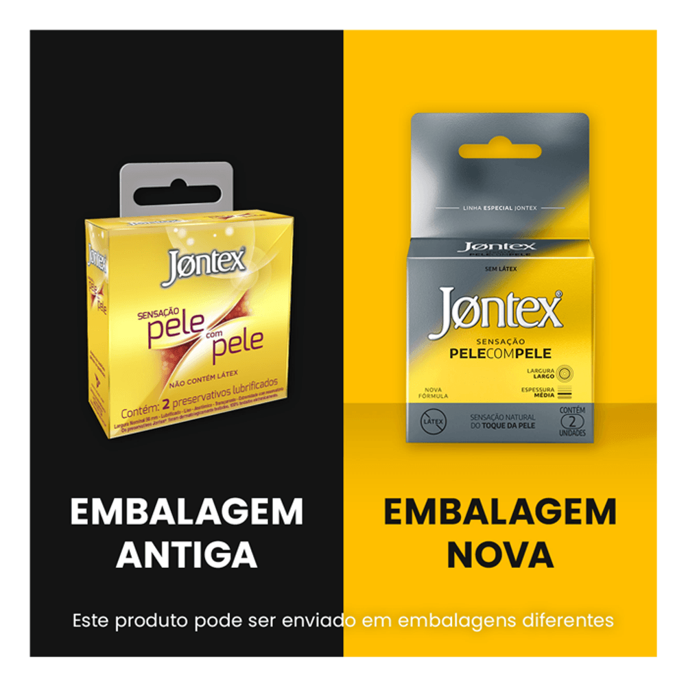 Preservativo Anatômico Extra Fino com Tecnologia Real Feel sem Uso de Látex Lubrificado com Óleo de Silicone - Jontex Pele com Pele | 2 Unidades - 2
