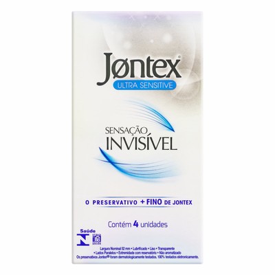 Preservativo Ultra Fino para uma Sensibilidade Maior - Jontex Sensação Invisível | 4 Unidades