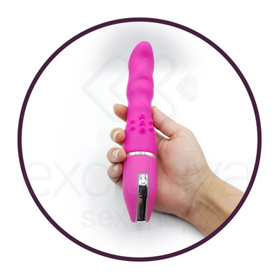 Vibrador Estimulador de Ponto G em Silicone com 10 Modos de Vibração e Cerdas Massageadoras - Joy Ultimate Vibration | 15 x 3,5 cm | Cor: Rosa