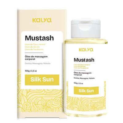 Óleo Deslizante para Massagem Corporal com Efeito que Aquece - Kalya Mustash Silk Sun | 100 ml
