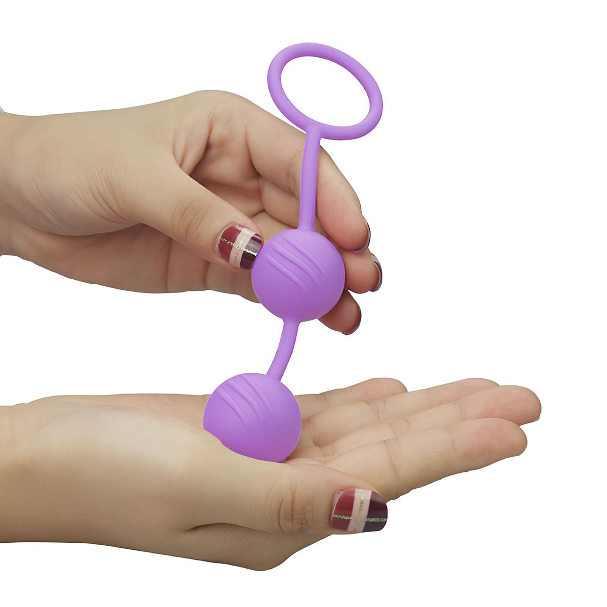 Bolas de Peso para Pompoar em Silicone com Relevo e 2 Esferas - Kegel Ball | Disponível em 2 Cores - 4