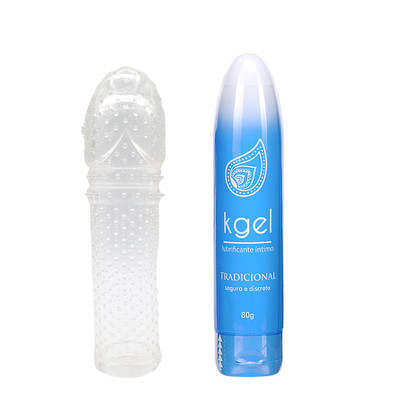 Foto 1 do produto Kit Kgel Lubrificante Íntimo no Formato Personal e Capa Peniana Extensora Transparente - K Import | 80g | Disponível em 3 Aromas