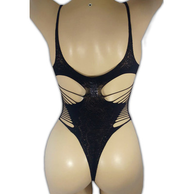 Foto 4 do produto Kingspearl - Body com Recortes e Decote em "V" com Detalhe Trançado | Cor: Preto
