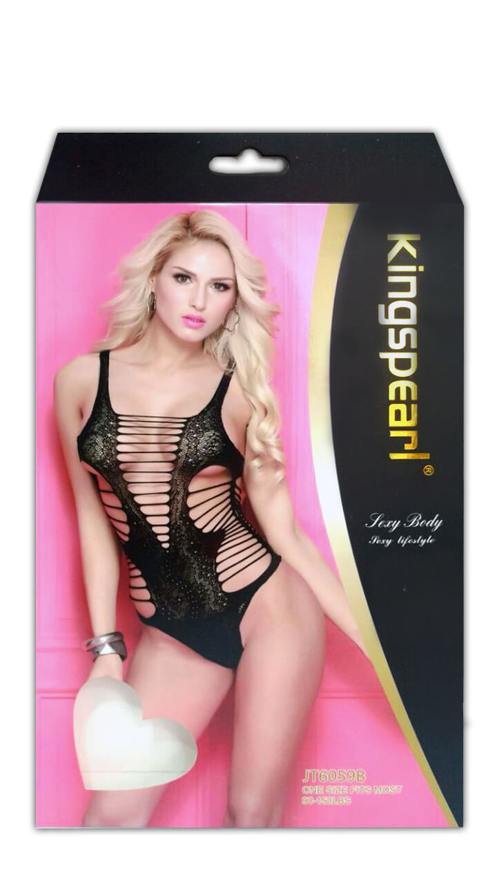 Kingspearl - Body com Recortes e Decote em "V" com Detalhe Trançado | Cor: Preto - 1