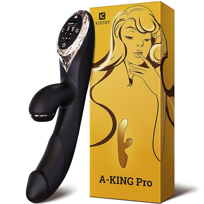 Vibrador de Ponto G e Clitóris com Tela Led, 3 Modos de Pulsação, 9 Modos de Vibração e Aquecimento - Kiss Toy A-King Max Pro | 11,2 x 3,6 cm | Disponível em 2 Cores - 11