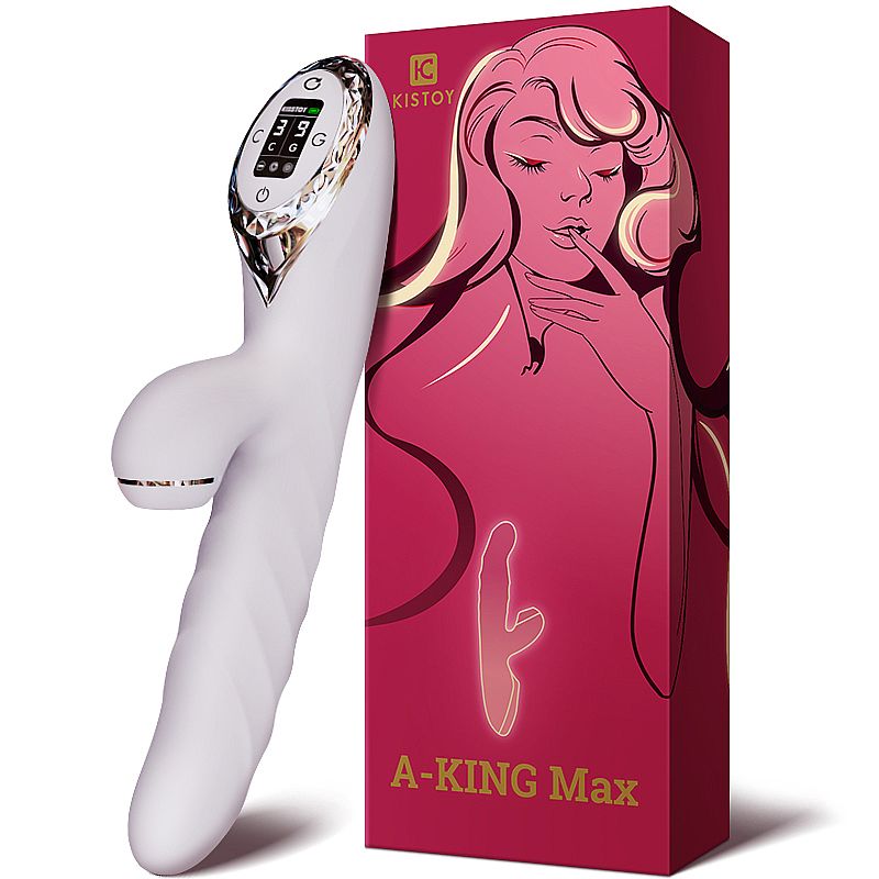 Vibrador 3 em 1 Recarregável com 9 Modos de Vibração, 3 Modos de Pulsação e Rotação - Kiss Toy A-King Max | 13 x 3,5 cm | Disponível em 2 Cores - 9