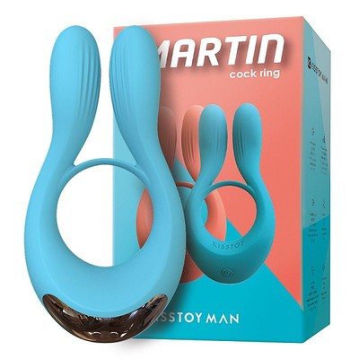 Foto 1 do produto Anel Peniano Feito em Silicone com Estimulador de Clítoris e 10 Modos de Vibração - Kisstoy Man Martin Cock Ring | Disponível em 2 cores