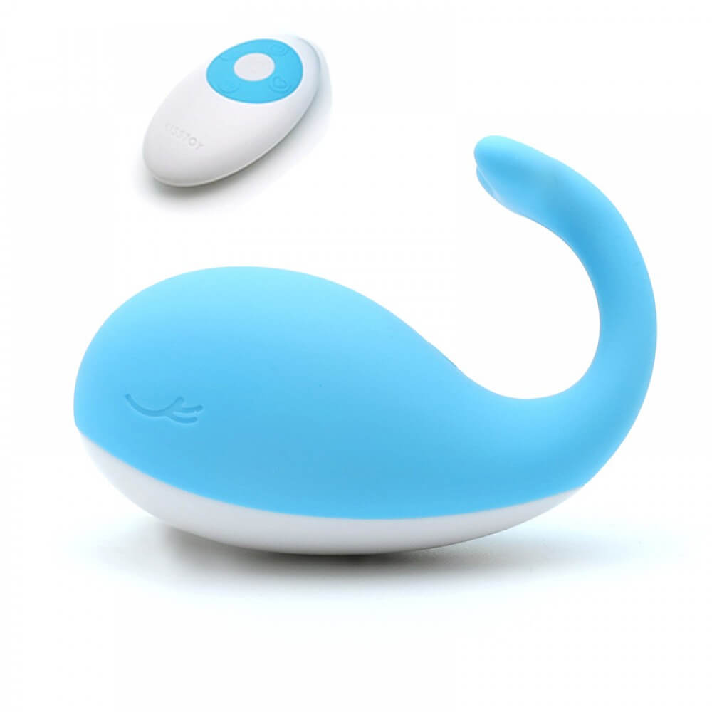 Vibrador Massageador Corporal em Forma de Baleia Recarregável com 10 Modos de Vibração e 3 Modos de Intensidade com Controle - Kisstoy Young Doris - 6,9 x 3,2 cm - 1