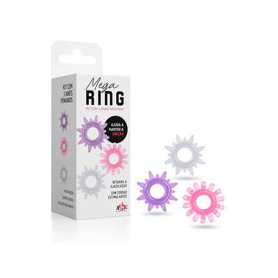 Foto 1 do produto Kit com 3 Anéis Penianos em Elastômero - Mega Ring | 3,7 cm