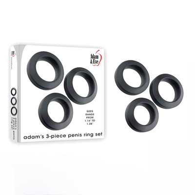Kit com 3 Anéis Penianos em Silicone - Adam & Eve 3-Piece Pênis Ring Set