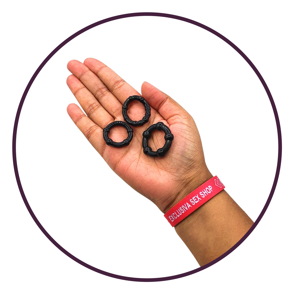 Kit com 3 Anéis Penianos em Silicone com Esferas Estimuladoras - Dom A7 - 3