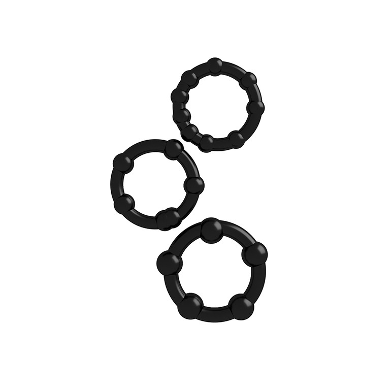 Kit com 3 Anéis Penianos em Silicone com Esferas Estimuladoras - Dom A7 - 2