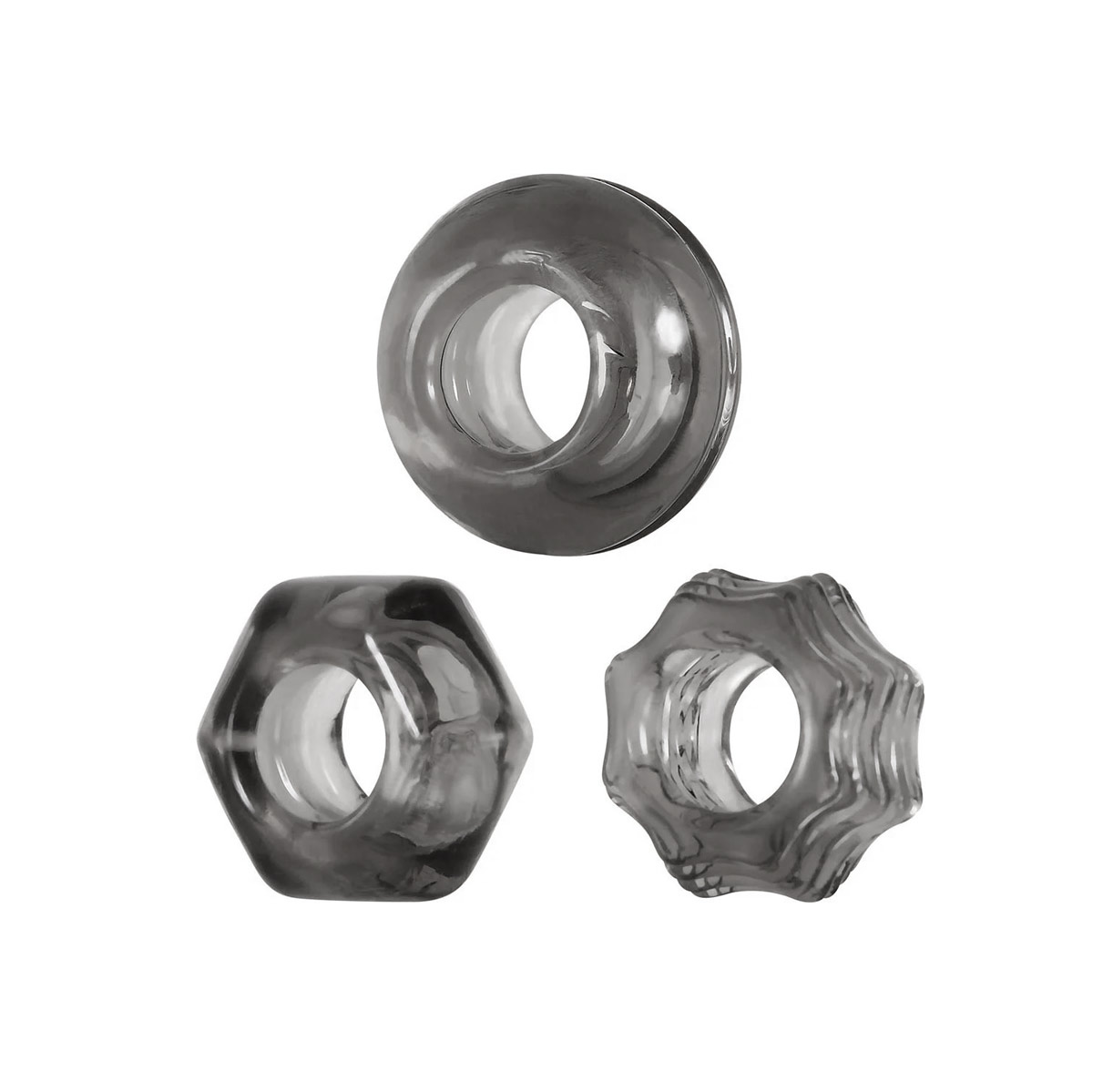 Kit com 3 Anéis Penianos em Silicone Hipoalérgico de Diferentes Formatos - Zero Tolerance Triple Thick - 3