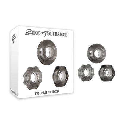 Kit com 3 Anéis Penianos em Silicone Hipoalérgico de Diferentes Formatos - Zero Tolerance Triple Thick