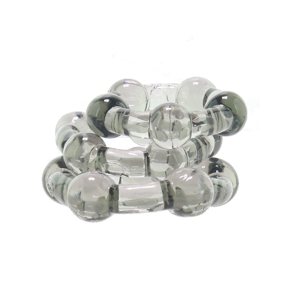 Kit com 3 Anéis Peniano em Silicone Hipoalérgico de Diferentes Tamanhos com Esferas Massageadoras - Zero Tolerance Three Amigos - 2