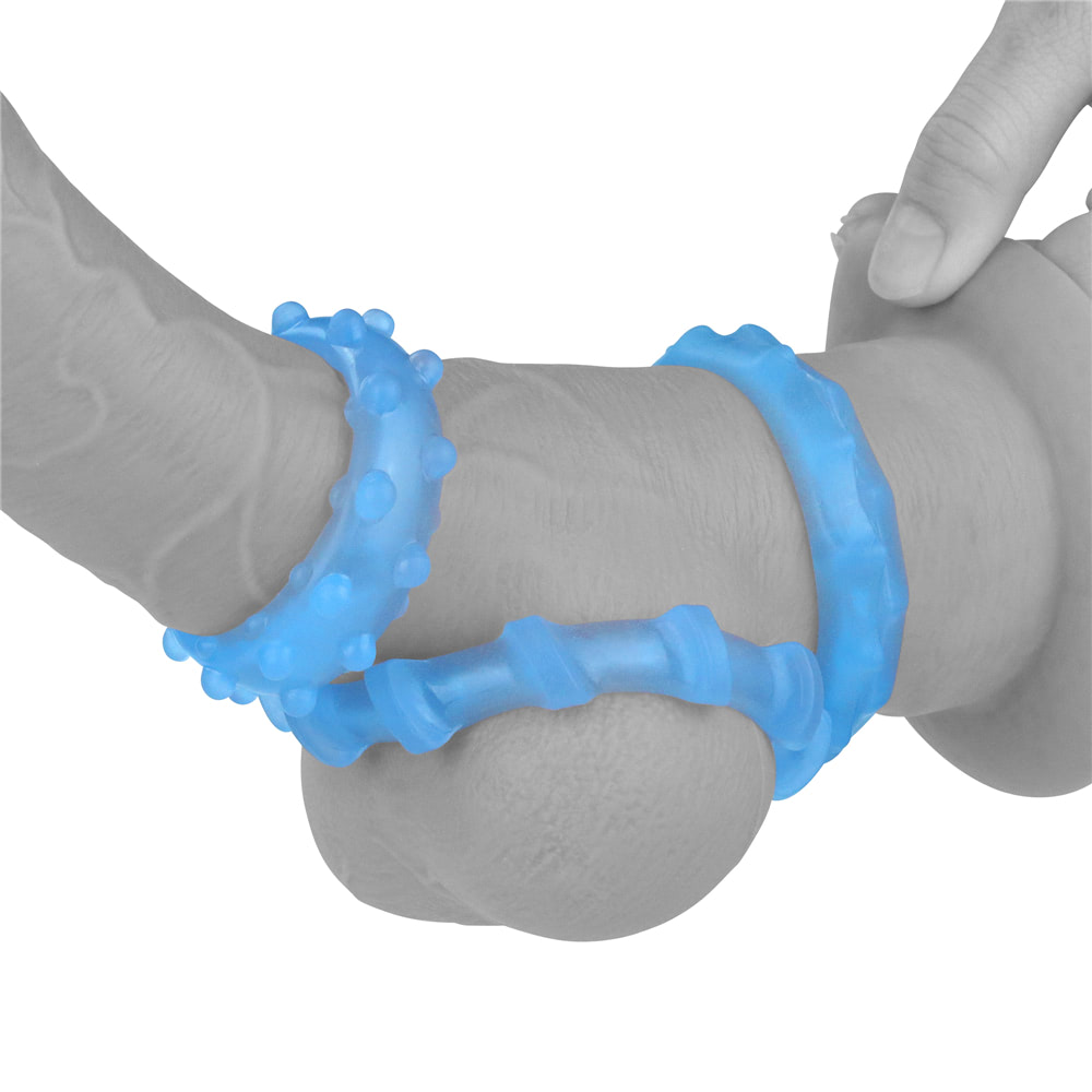 Kit com 3 Anéis Penianos em TPE em Formatos Diferenciados e Efeito Fosforescente - Lovetoy Lumino Play - 4