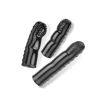 Foto 2 do produto Kit com 3 Capas para Dedo em Silicone Atóxico com Texturas Massageadoras, Cápsula Vibratória e Vibração Única - Love Nest - 10,8 x 2,4 cm