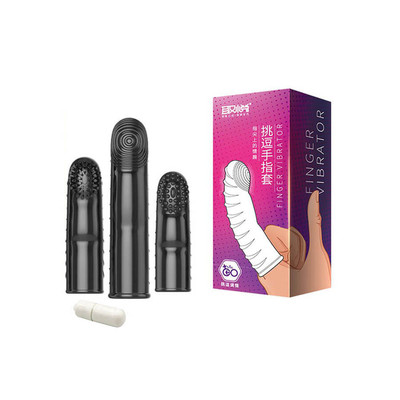 Kit com 3 Capas para Dedo em Silicone Atóxico com Texturas Massageadoras, Cápsula Vibratória e Vibração Única - Love Nest - 10,8 x 2,4 cm