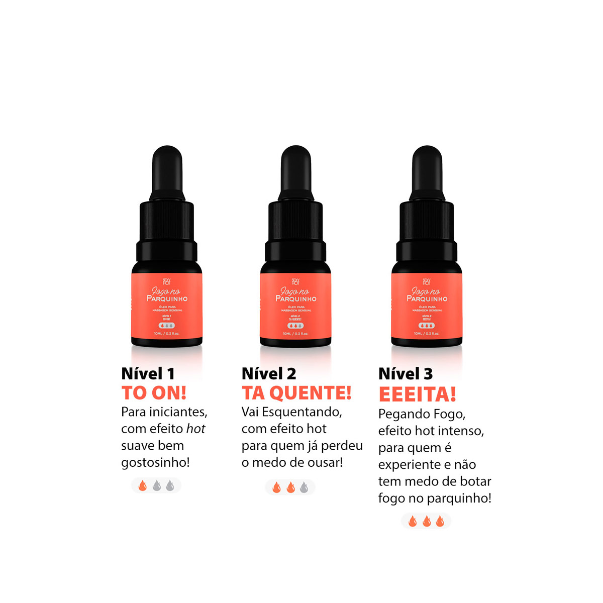 Kit com 3 Óleos Funcionais para Massagem Beijável - Sexy Hot Fogo no Parquinho | 10ml - 6