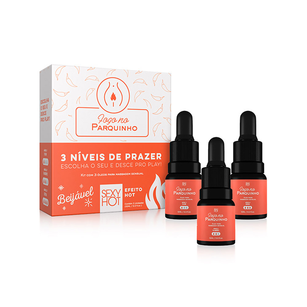 Kit com 3 Óleos Funcionais para Massagem Beijável - Sexy Hot Fogo no Parquinho | 10ml - 2