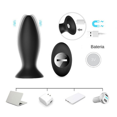 Foto 4 do produto Kit com 3 Plugs Anal e Cápsula Vibratória com 9 Modos de Vibração, Recarregável e Controle Remoto - S-Hande Roar RCT