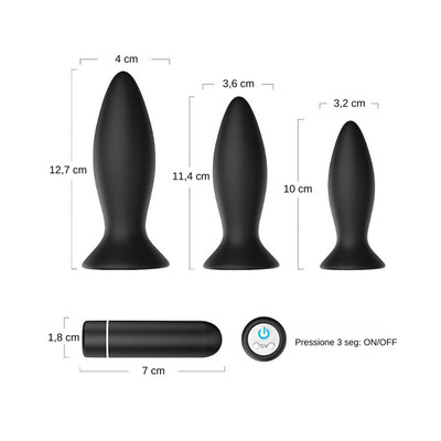 Foto 5 do produto Kit com 3 Plugs Anal e Cápsula Vibratória com 9 Modos de Vibração, Recarregável e Controle Remoto - S-Hande Roar RCT