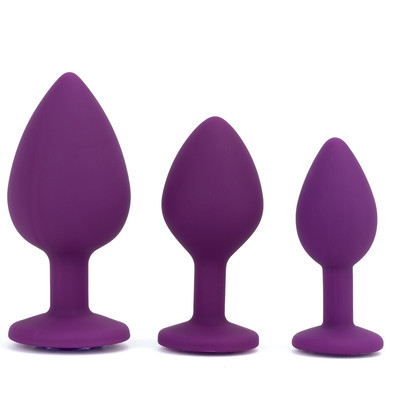 Foto 4 do produto Kit com 3 Tamanhos de Plug Anal em Silicone com Joia na Base - Adão & Eva | Disponível em 2 Cores