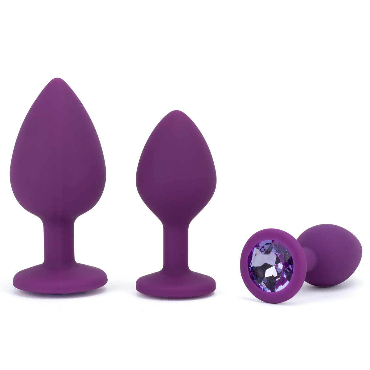 Kit com 3 Tamanhos de Plug Anal em Silicone com Joia na Base - Adão & Eva | Disponível em 2 Cores - 5