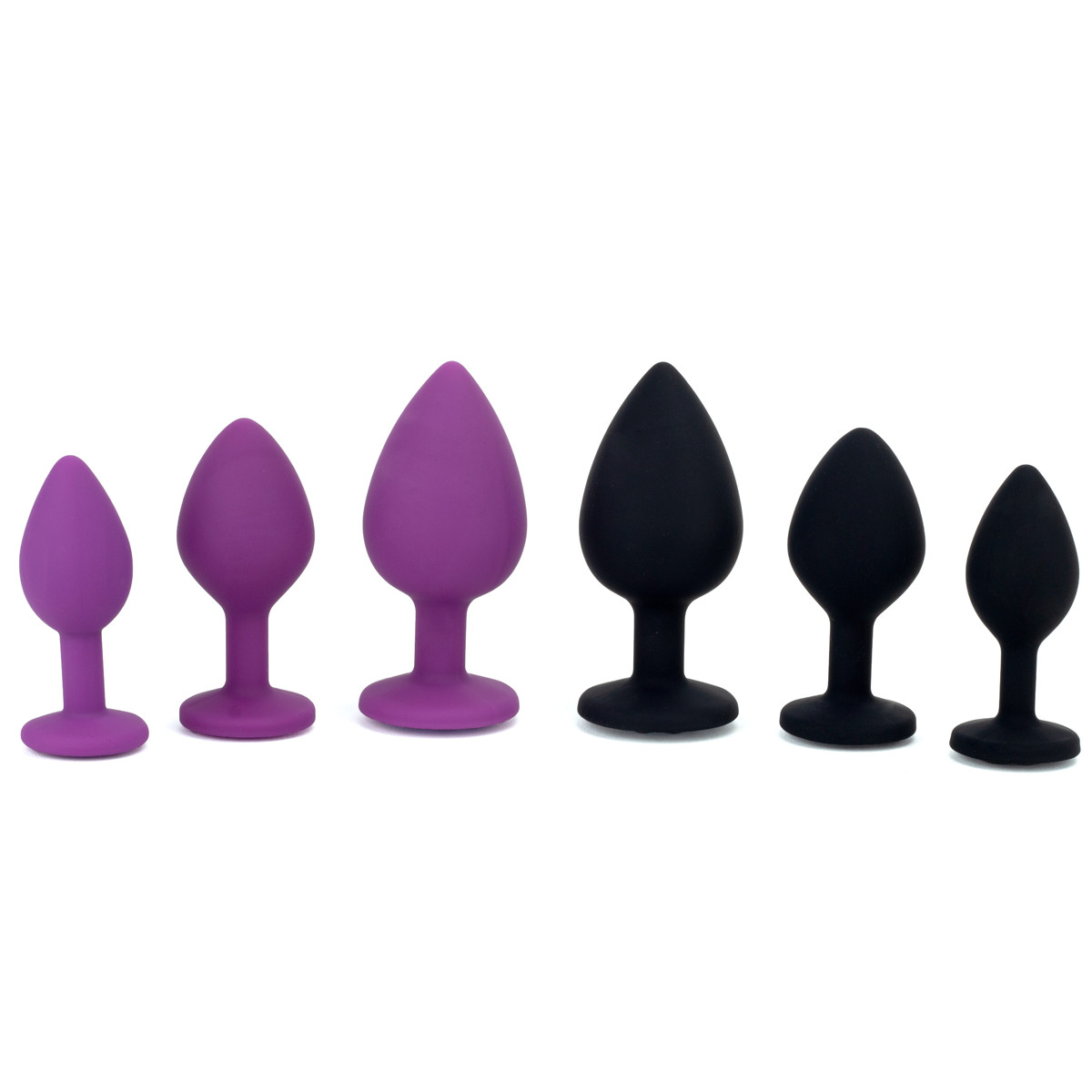 Kit com 3 Tamanhos de Plug Anal em Silicone com Joia na Base - Adão & Eva | Disponível em 2 Cores - 3