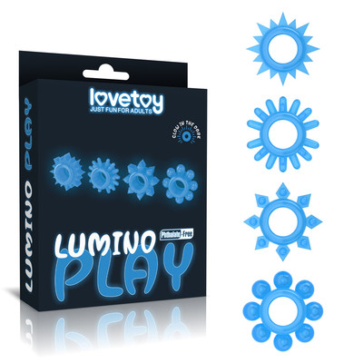 Kit com 4 Anéis Penianos Feito com Formas, Texturas Diferentes e Efeito Fosforescente - LoveToy Lumino Play