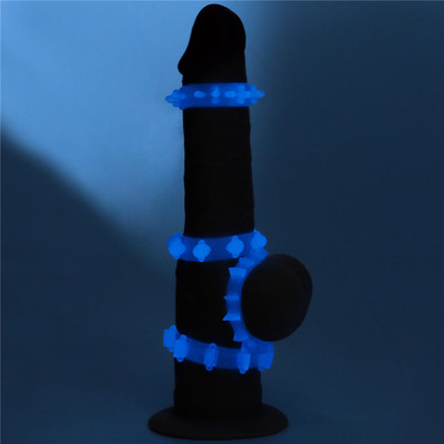 Kit com 4 Anéis Penianos Feito com Formas, Texturas Diferentes e Efeito Fosforescente - LoveToy Lumino Play